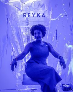 woman sits in a Reyka Vodka ice throne at a Tales of the Cocktail event
