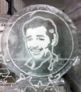 ice portrait of Clark Gable, chillin' in a freezer