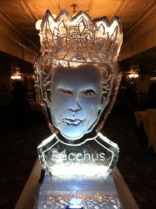 Will Ferrell ice portrait for Bacchus party