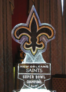 New Orleans Saints Super Bowl victory ice sculpture for LombardiGras