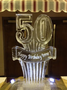 a 50th birthday ice sculpture for Irene, by ice dragon ice sculptures