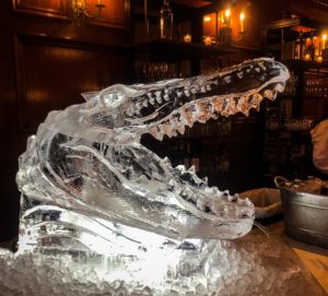 gator head ice luge for shots at a wedding reception in New Orleans