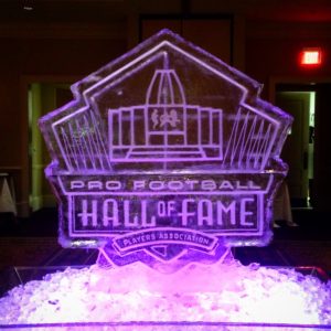 Pro Football Hall of Fame Players Association logo ice sculpture by ice dragon ice sculptures at Metairie Country Club