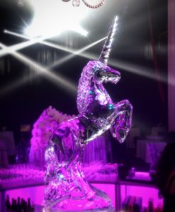 unicorn ice sculpture at the Civic Theater in New Orleans