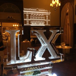 60th anniversary ice sculpture for Baton Rouge City Club, by ice dragon ice sculptures