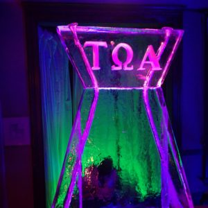 greek lettered double ice luge by ice dragon ice sculptures on American Horror Story: Coven