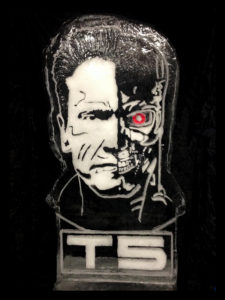 ice portrait of Arnold Schwarzenegger/Terminator
