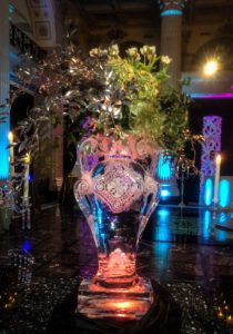 art nouveau ice vase with a floral arrangement at the Capital on Baronne