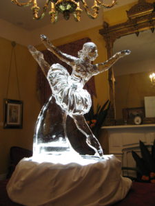 ballerina ice sculpture at Degas House by ice dragon ice sculptures