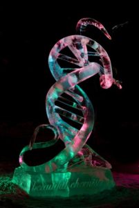 9 foot tall abstract DNA ice sculpture