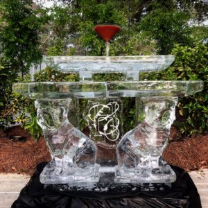double bulldog ice bar with monogram for food service at a wedding near Point Clear, Alabama