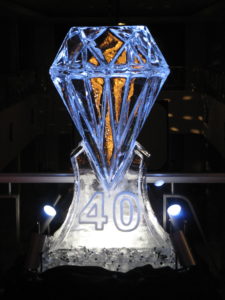 a diamond themed 40th birthday ice sculpture by ice dragon ice sculptures