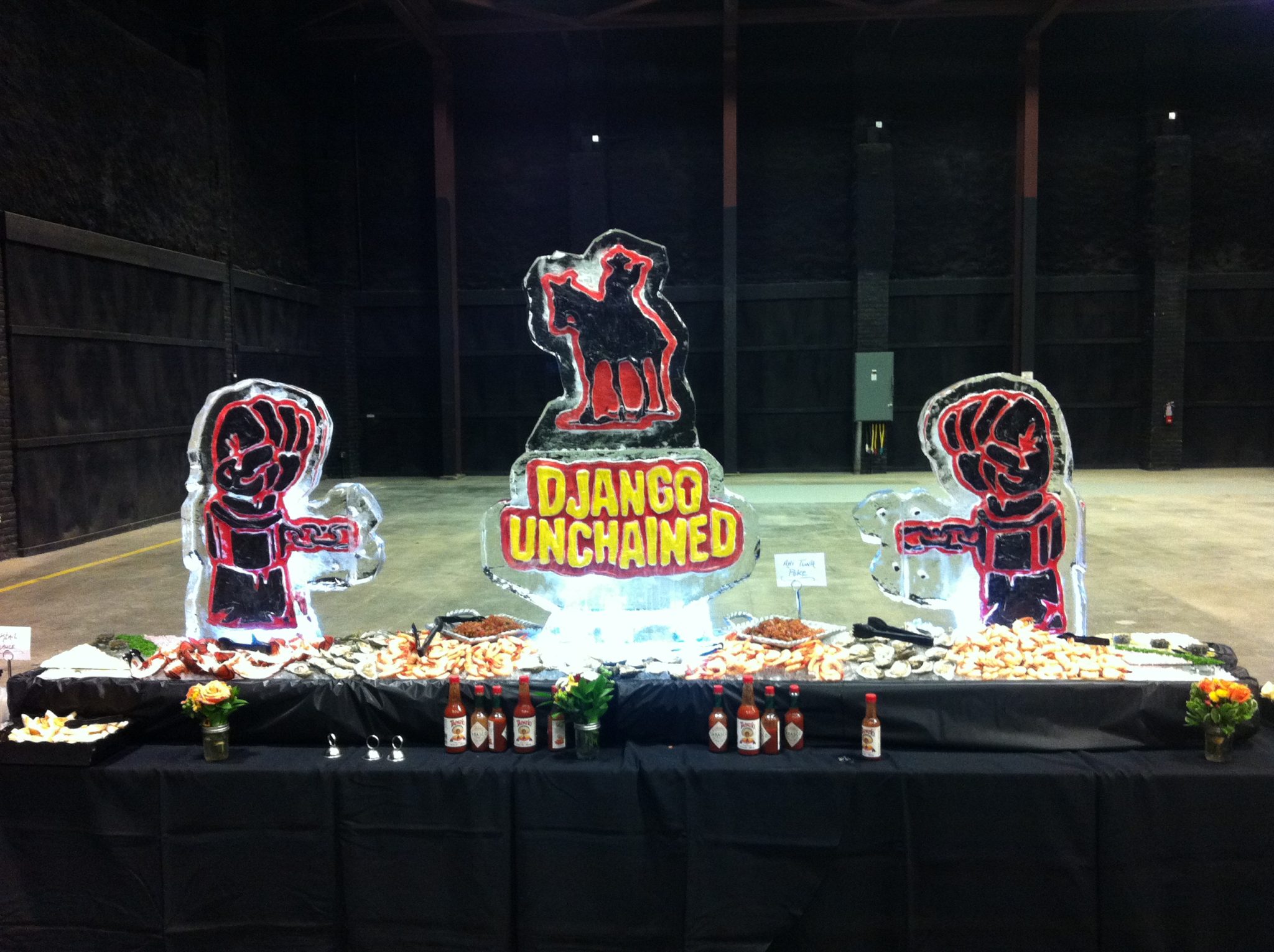 Django Unchained ice sculpture display