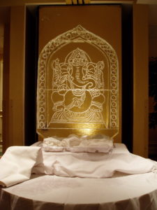 engraved Ganesha wedding ice sculpture
