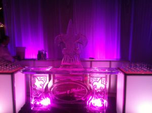 an ice bar for Malcolm Jenkins wedding reception, lit with pink