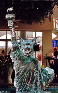 Most of the Statue of Liberty in ice for a Biloxi event