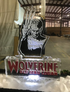 ice portrait of Hugh Jackman as Old Man Logan (Wolverine) with color details