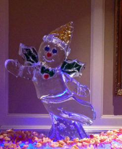 ice sculpture of Mr. Bingle, the snowman helper for Santa Claus, created by New Orleans department store Maison Blanche