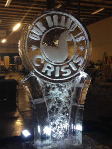 Our Brand is Crisis logo ice sculpture