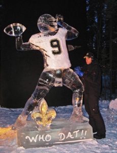 Dawson List of ice dragon ice sculptures works on a 9 foot tall ice sculpture of Drew Brees: Cool Brees