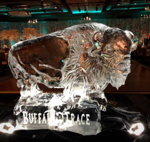 a bison ice sculpture for Buffalo Trace bourbon at the Urban League event at the Hyatt Hotel New Orleans