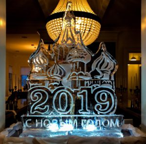 St. Basil's Cathedral ice sculpture with 2019