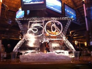 a 50th birthday ice luge by ice dragon ice sculptures