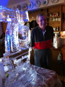 Robert List and his 75th birthday ice sculpture