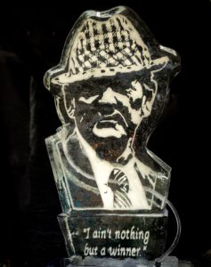ice portrait ice luge of Paul 'Bear' Bryant