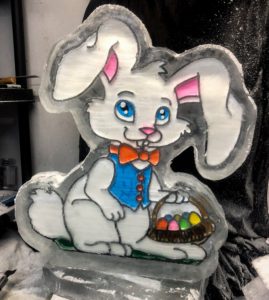 color Easter bunny ice sculpture