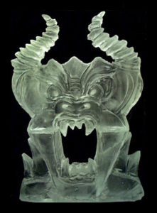 roaring demon head ice sculpture