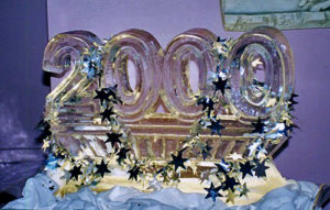 2000 ice sculpture for New Year's Eve