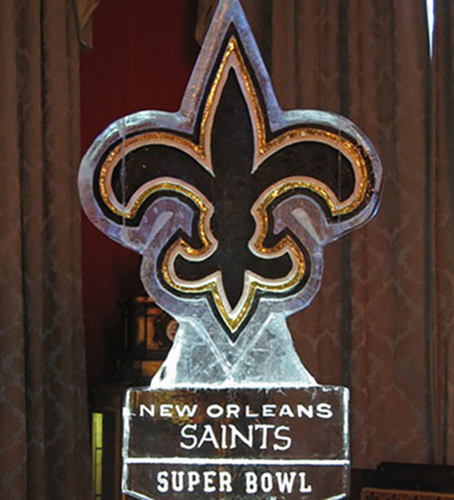 New Orleans Saints Super Bowl victory ice sculpture for LombardiGras