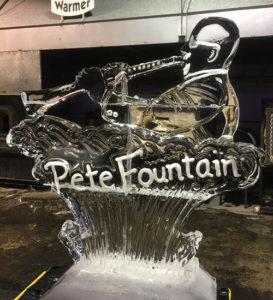 ice sculpture of Pete Fountain, sculpted during a live demo by Dawson List