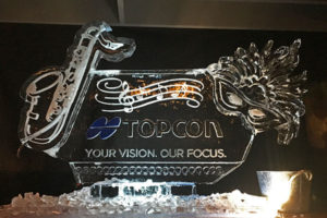 Topcon logo ice sculpture with New Orleans theme