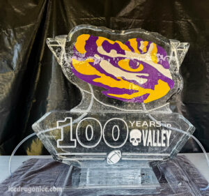 LSU tiger eye and 100 years ice sculpture