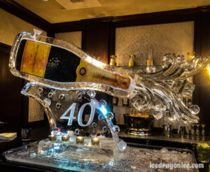 champagne and bubbles ice luge for a 40th birthday at Basin St. Station