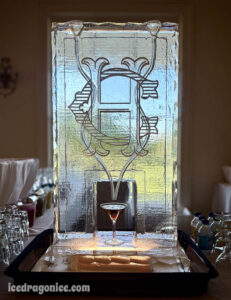 CH monogram double luge by ice dragon ice sculptures, at Baton Rouge Country Club