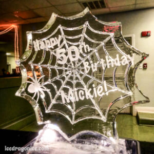 50th birthday spiderweb ice sculpture by ice dragon ice sculptures