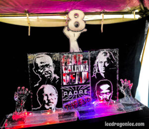 Fear the Walking Dead Season 8 (the final season) wrap party ice sculpture, on set in Savannah, Georgia. By ice dragon ice sculptures