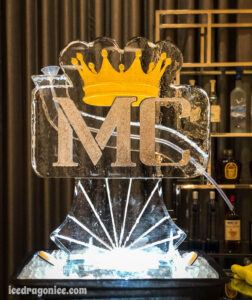 gold crowned MC ice luge for a birthday party in New Orleans