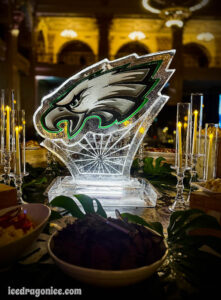 a Philadelphia Eagles ice sculpture at a party the Capital on Baronne, not long before they won Super Bowl LIX