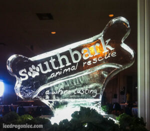 Southbark animal rescue bone ice sculpture for a Whine Tasting (in Mobile, AL)