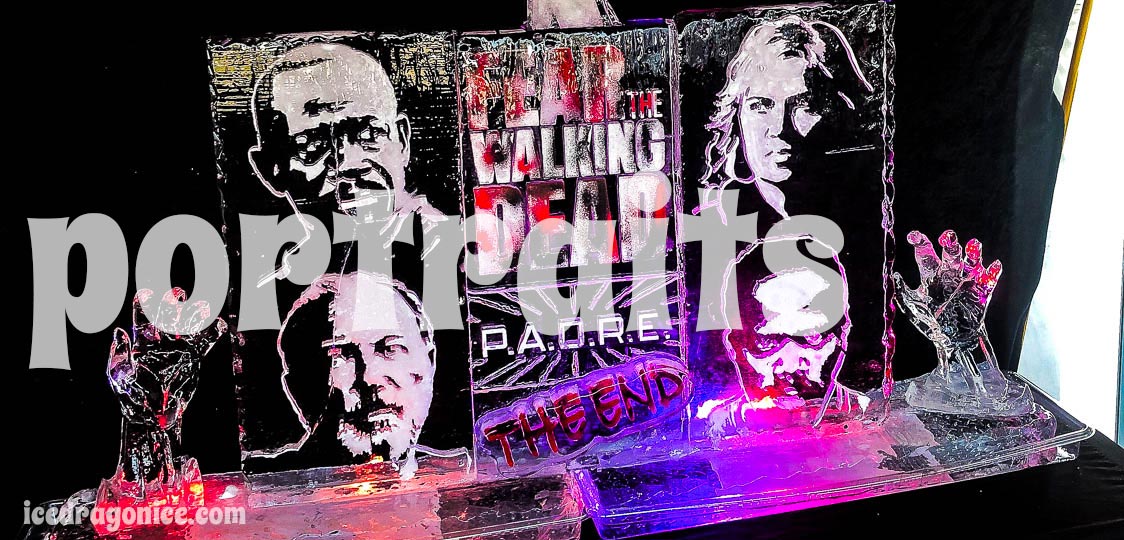 ftwd season 8 wrap ice sculpture with the portraits page title overlaid