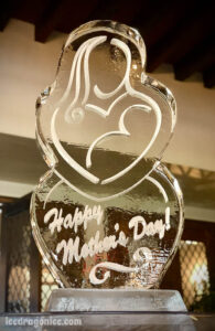 abstract mother and child ice sculpture for Mother's Day brunch