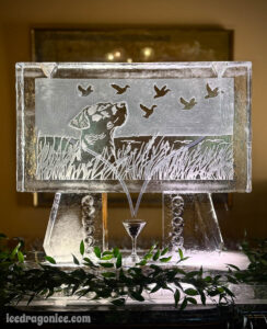 a duck hunting themed groom's luge at a wedding in Natchez, MS