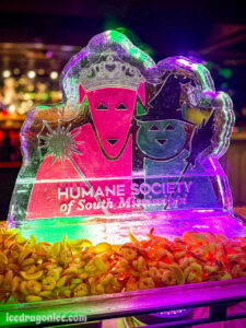 Wicked themed dog and cat ice sculpture for a Humane Society of South Mississippi fundraiser at the Hard Rock Hotel and Casino in Biloxi, MS