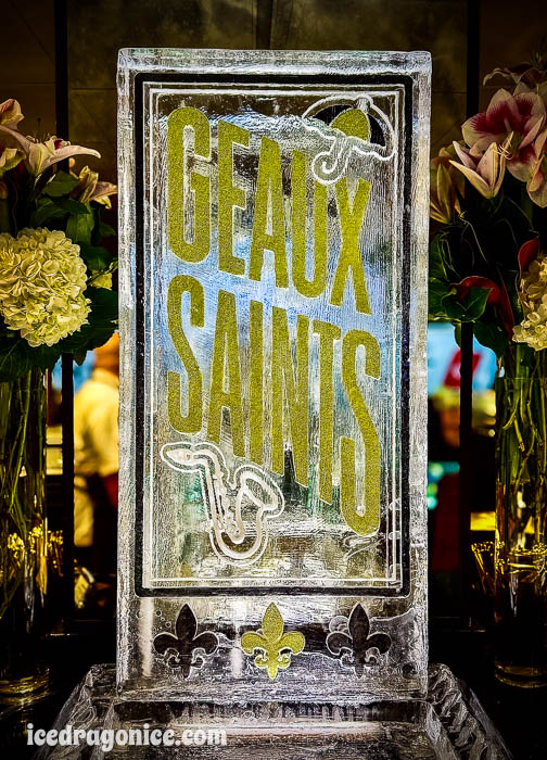 Geaux Saints ice sculpture by ice dragon ice sculptures