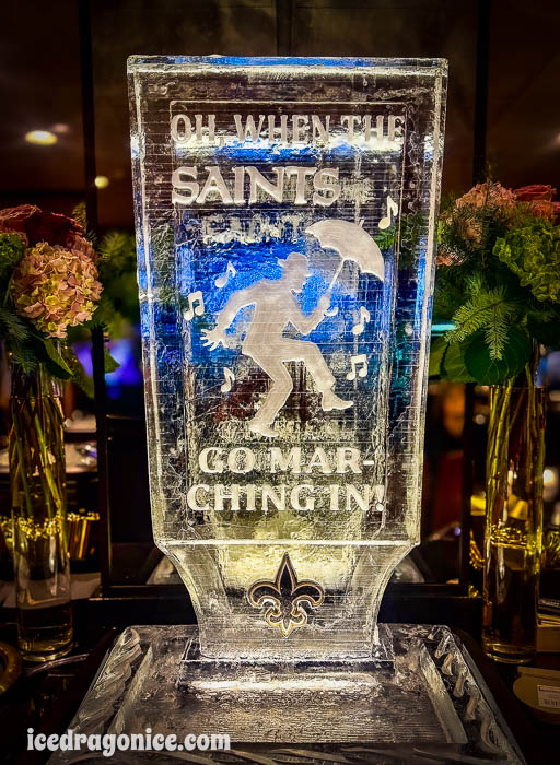 New Orleans Saints Go Marching In ice sculpture by ice dragon ice sculptures